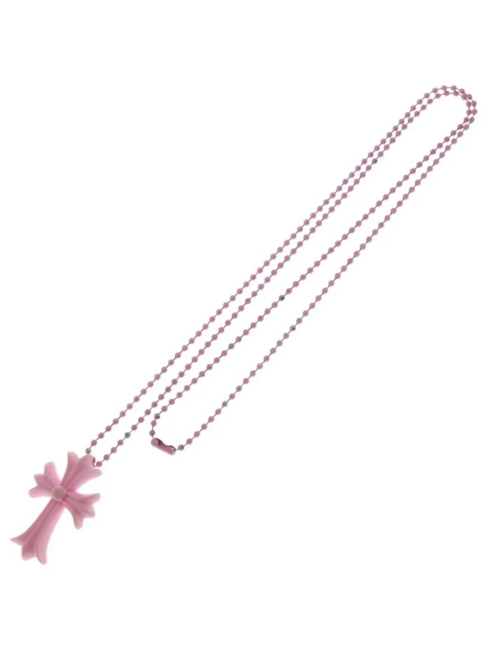 Chrome Hearts Rubber CH Small CH Cross Necklace Silicone Pink